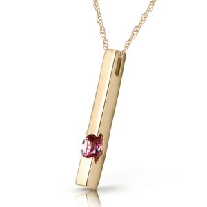 14K. SOLID GOLD NECKLACE WITH NATURAL PINK TOPAZ